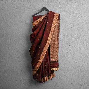 Nuni Silk Cotton Saree – Maple Glow
