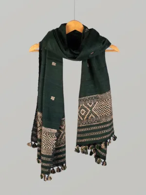 Natural Dyed Eri Stole with Ghisha Muga Thread Work
