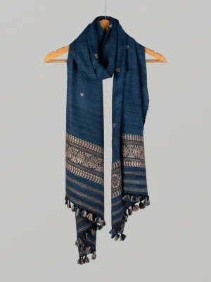 Natural Dyed Eri Stole with Ghisha Muga Thread Work