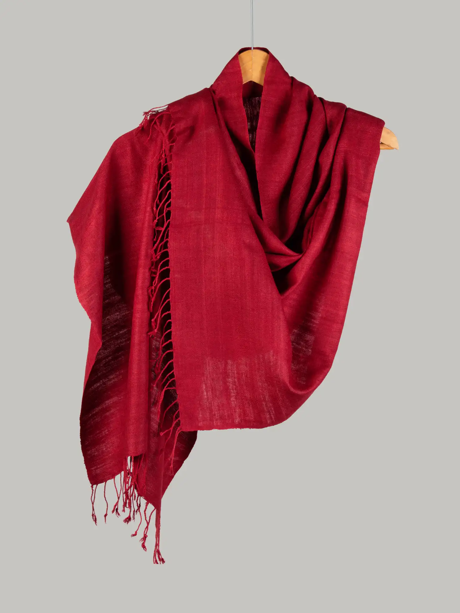 Natural Dye Plain Stole – Eri Silk Red