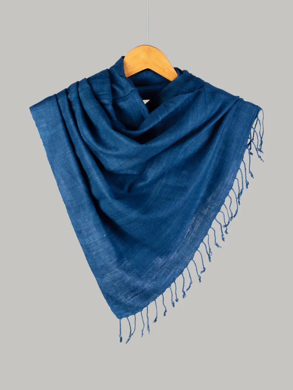 Natural Dye Plain Stole – Eri Silk Blue